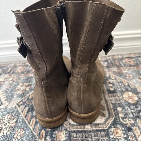Paul Green Munchen Women Sz -8 Zip Up Up Ankle Walking Boots Olive Green Suede