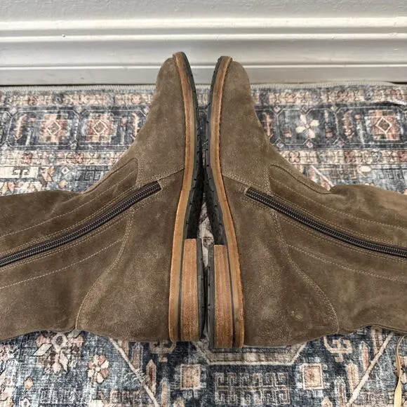 Paul Green Munchen Women Sz -8 Zip Up Up Ankle Walking Boots Olive Green Suede