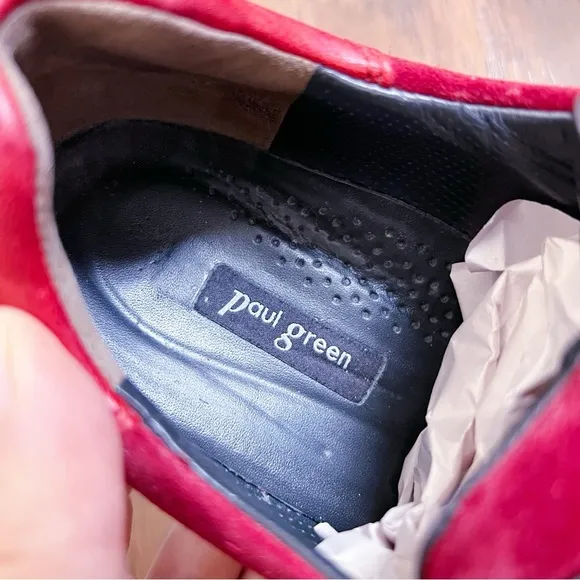 Paul Green • Sandy Sneaker red leather suede Super Soft trainer zip laceup