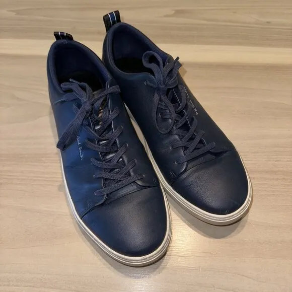 Paul Smith Lee Navy Blue Leather Closed Toe Lace-Up Sneakers Shoes Men's 10