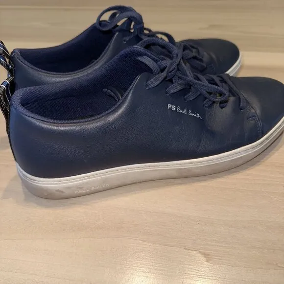 Paul Smith Lee Navy Blue Leather Closed Toe Lace-Up Sneakers Shoes Men's 10