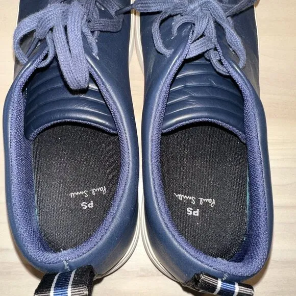 Paul Smith Lee Navy Blue Leather Closed Toe Lace-Up Sneakers Shoes Men's 10