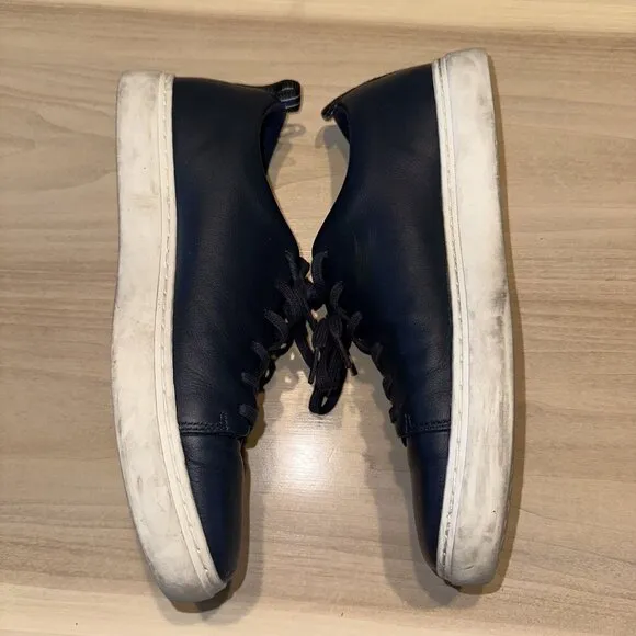 Paul Smith Lee Navy Blue Leather Closed Toe Lace-Up Sneakers Shoes Men's 10