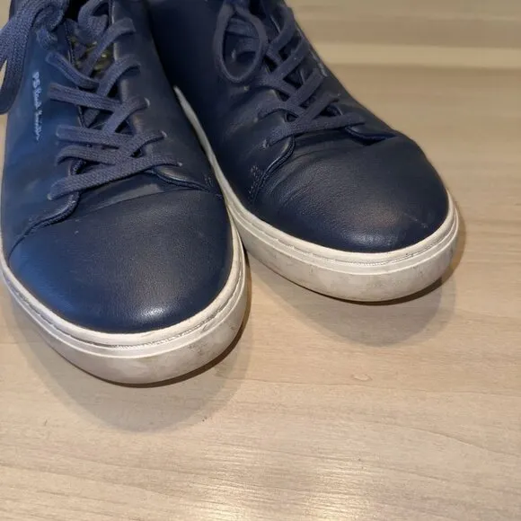 Paul Smith Lee Navy Blue Leather Closed Toe Lace-Up Sneakers Shoes Men's 10