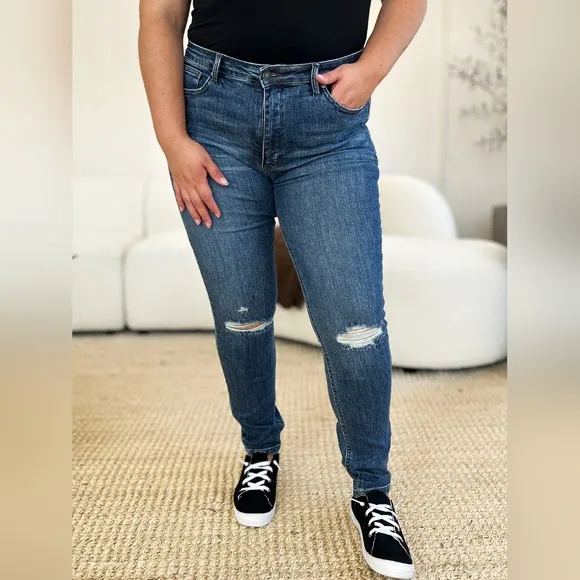 Plus Size Tummy Control High Rise Skinny Slim Denim Stretch Jean Pants Judy Blue