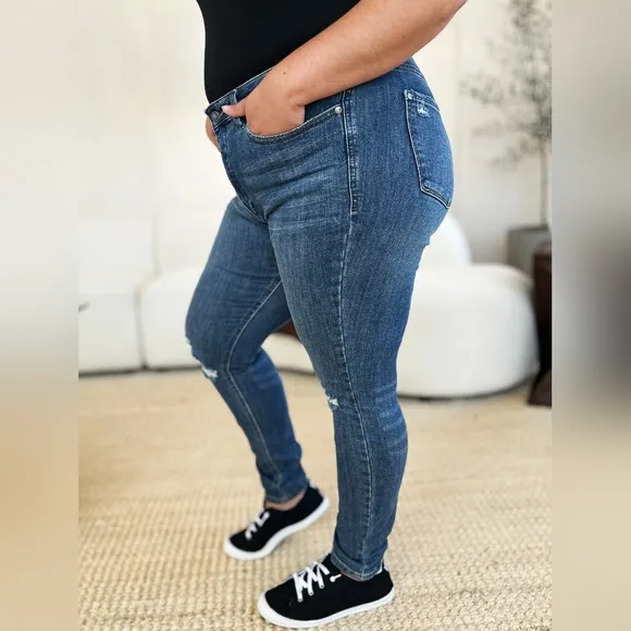 Plus Size Tummy Control High Rise Skinny Slim Denim Stretch Jean Pants Judy Blue