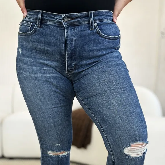 Plus Size Tummy Control High Rise Skinny Slim Denim Stretch Jean Pants Judy Blue