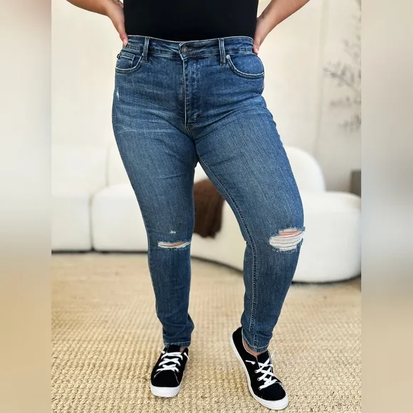 Plus Size Tummy Control High Rise Skinny Slim Denim Stretch Jean Pants Judy Blue