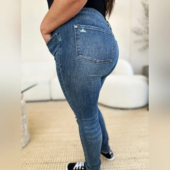 Plus Size Tummy Control High Rise Skinny Slim Denim Stretch Jean Pants Judy Blue