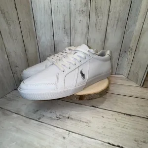 Polo By Ralph Lauren Hugh Men's Shoes Size 13D White Leather Embroidered Pony