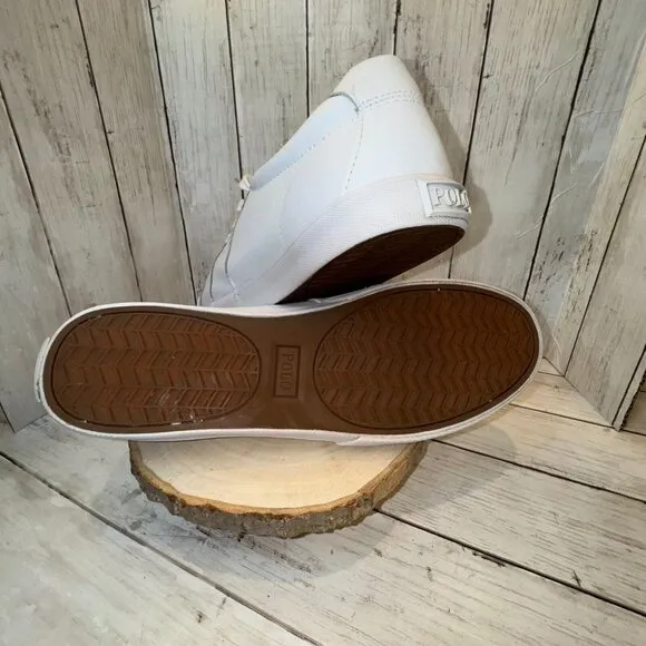 Polo By Ralph Lauren Hugh Men's Shoes Size 13D White Leather Embroidered Pony