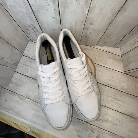 Polo By Ralph Lauren Hugh Men's Shoes Size 13D White Leather Embroidered Pony