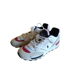 Polo Ralph Lauren Sneaker Shoes Man's 10.5 Trackster 200 White Navy Red Low Top