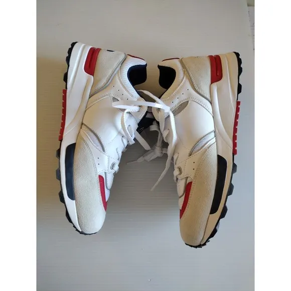 Polo Ralph Lauren Sneaker Shoes Man's 10.5 Trackster 200 White Navy Red Low Top
