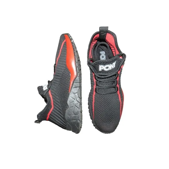 PONY PP1 ROCKY KNIT LACE-UP MESH TRAINER ATHLETIC SPORTS MEN SHOES BLACK/RED 8.5