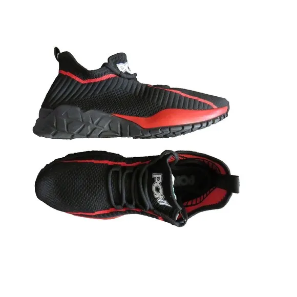 PONY PP1 ROCKY KNIT LACE-UP MESH TRAINER ATHLETIC SPORTS MEN SHOES BLACK/RED 8.5