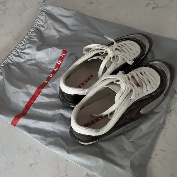 Prada Sports low-profile sneakers white/black/silver/maroon size 8.5 US (7.5 UK)