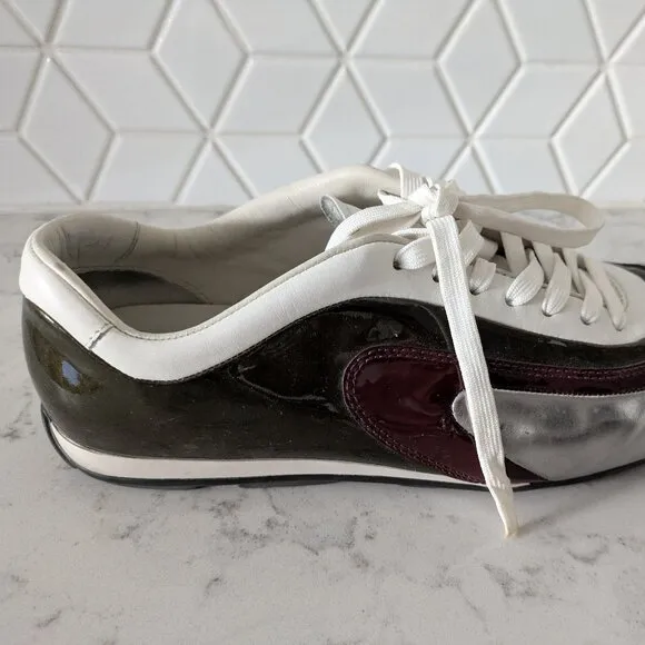 Prada Sports low-profile sneakers white/black/silver/maroon size 8.5 US (7.5 UK)