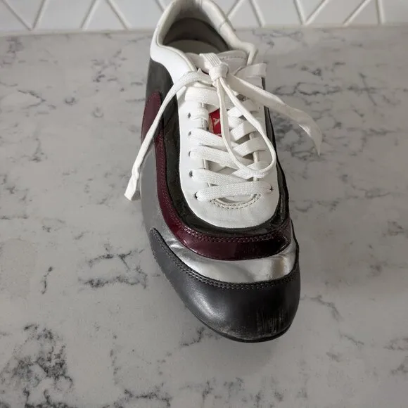 Prada Sports low-profile sneakers white/black/silver/maroon size 8.5 US (7.5 UK)