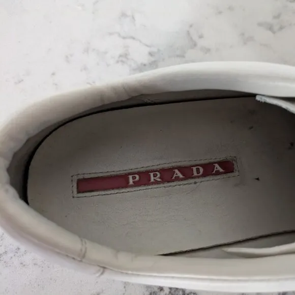 Prada Sports low-profile sneakers white/black/silver/maroon size 8.5 US (7.5 UK)
