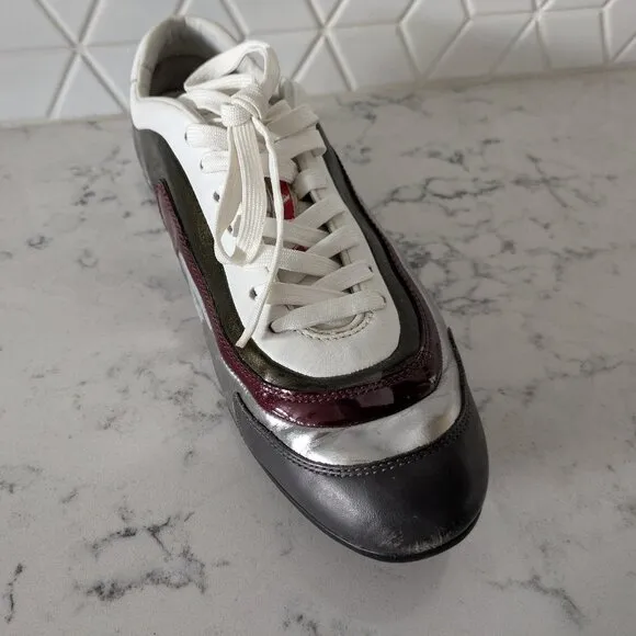 Prada Sports low-profile sneakers white/black/silver/maroon size 8.5 US (7.5 UK)
