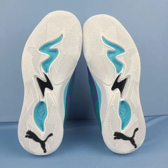 Puma Basketball Shoes Mens Sz 11.5 TRC Blaze Court White Blue Athletic 376582-17