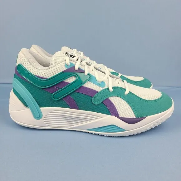 Puma Basketball Shoes Mens Sz 11.5 TRC Blaze Court White Blue Athletic 376582-17