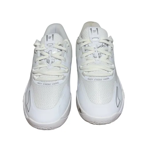 Puma LaMelo Ball MB.01 Lo Shoes Triple White 377368-04 GS size 6