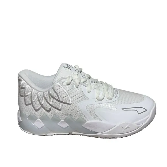 Puma LaMelo Ball MB.01 Lo Shoes Triple White 377368-04 GS size 6