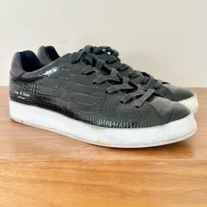 Rag &amp; Bone Leather Embossed Crocodile Sneaker Shoes Black Womens Size 36.5 / 6.5