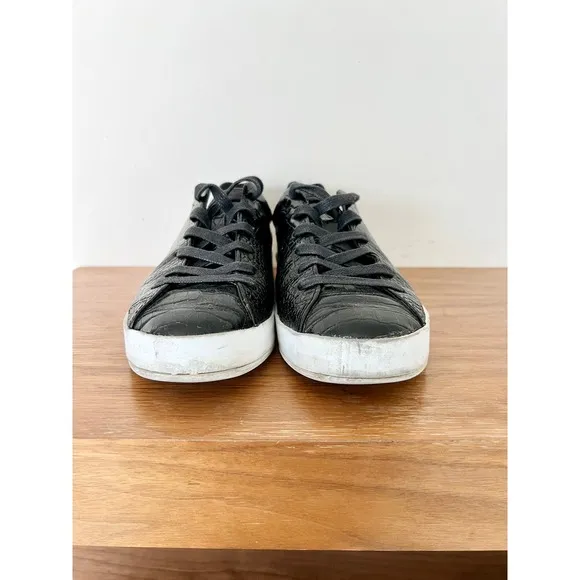 Rag &amp; Bone Leather Embossed Crocodile Sneaker Shoes Black Womens Size 36.5 / 6.5