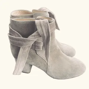 Rag &amp; Bone Waterproof Italian Taupe‎ Suede Tie Up Heeled Ankle Boots — SZ 7 NWOT