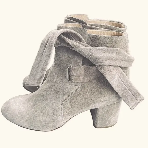 Rag &amp; Bone Waterproof Italian Taupe‎ Suede Tie Up Heeled Ankle Boots — SZ 7 NWOT