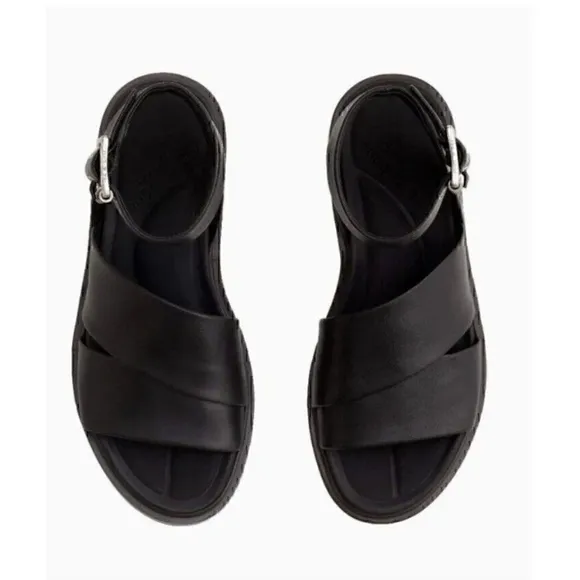 RAG &amp; BONE SLAYTON SANDAL BLACK STRAPPY ITALIAN LEATHER Saze EU37 Women’s 7 $350