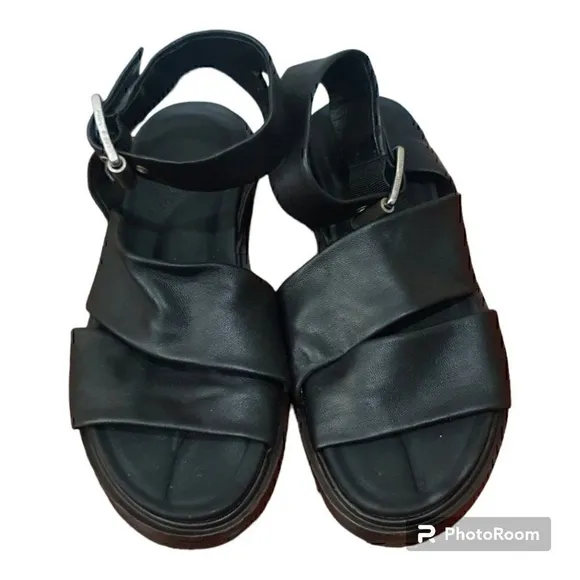 RAG &amp; BONE SLAYTON SANDAL BLACK STRAPPY ITALIAN LEATHER Saze EU37 Women’s 7 $350