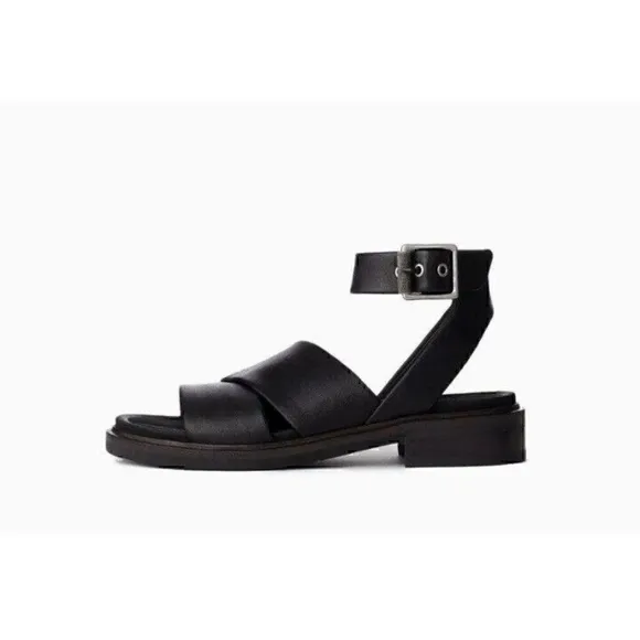 RAG &amp; BONE SLAYTON SANDAL BLACK STRAPPY ITALIAN LEATHER Saze EU37 Women’s 7 $350