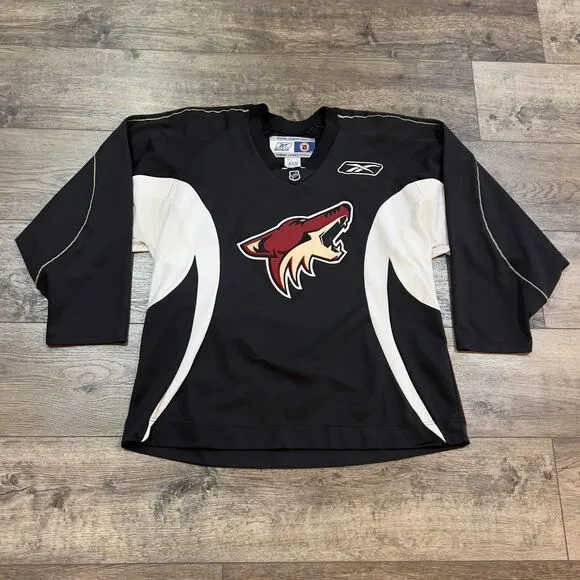 RARE! Vintage Y2K Phoenix Coyotes NHL Reebok Sewn Black Edition Hockey Jersey XL