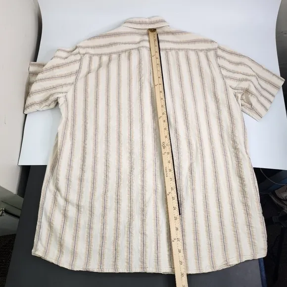 Red Camel Vintage Quality Mens Large Shirt Striped Button Up Short Sleeve