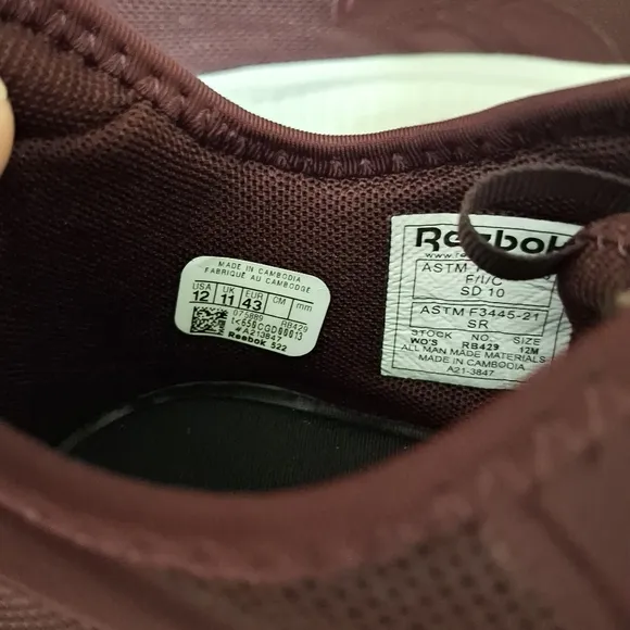 Reebok Burgundy Mesh Athletic Slip Resistance Work Shoes Size 12M