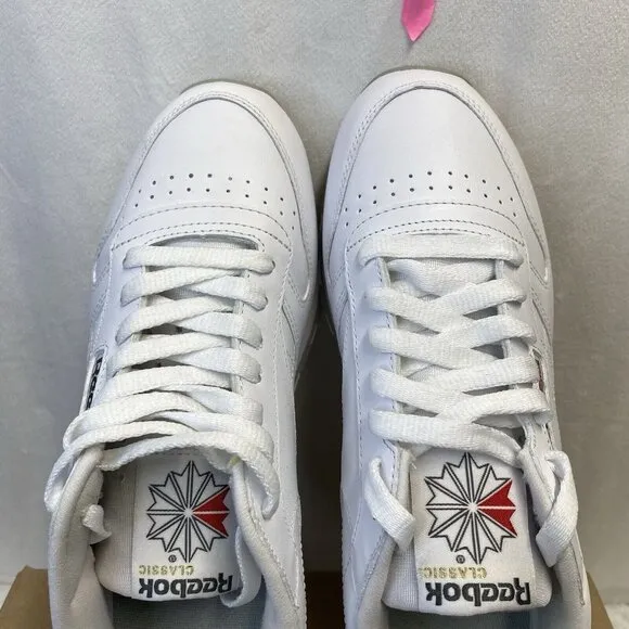 Reebok Classic Leather Lace-Up Sneakers Shoes Men Sz 7.5 White 101 New (059503)