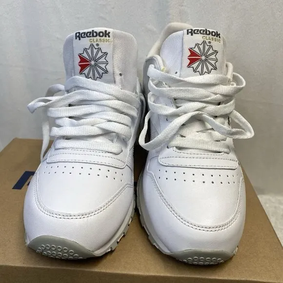 Reebok Classic Leather Lace-Up Sneakers Shoes Men Sz 7.5 White 101 New (059503)