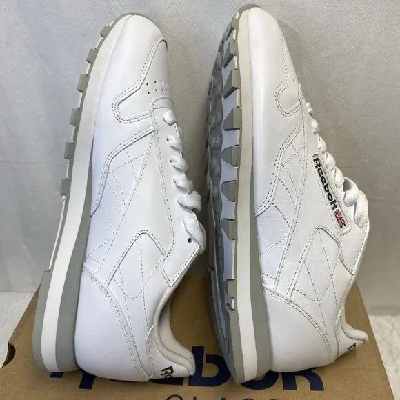Reebok Classic Leather Lace-Up Sneakers Shoes Men Sz 7.5 White 101 New (059503)