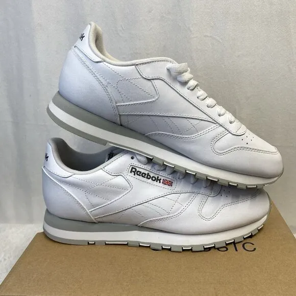 Reebok Classic Leather Lace-Up Sneakers Shoes Men Sz 7.5 White 101 New (059503)