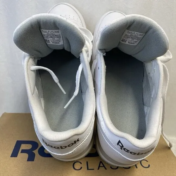 Reebok Classic Leather Lace-Up Sneakers Shoes Men Sz 7.5 White 101 New (059503)