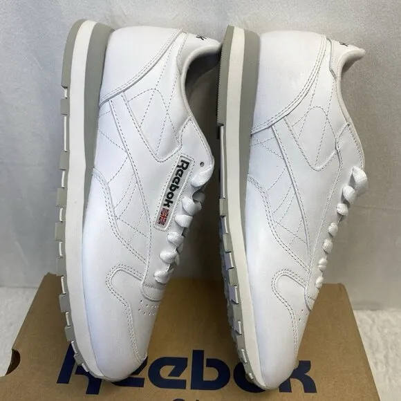 Reebok Classic Leather Lace-Up Sneakers Shoes Men Sz 7.5 White 101 New (059503)
