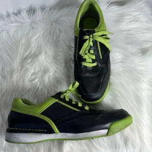 Rockport 7100 Black/Herbal Green Leather Walking Shoes Sz 10