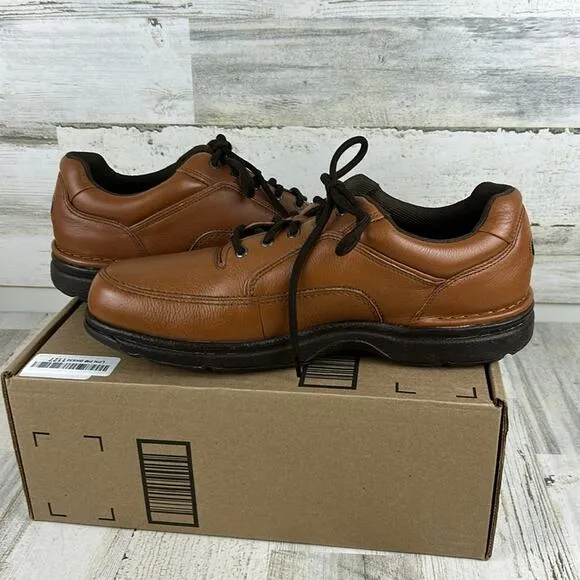 Rockport Mens 11.5  Brown Leather Walking Shoes Oxford new lace up dress work