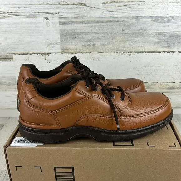 Rockport Mens 11.5  Brown Leather Walking Shoes Oxford new lace up dress work