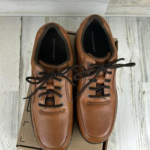 Rockport Mens 11.5  Brown Leather Walking Shoes Oxford new lace up dress work