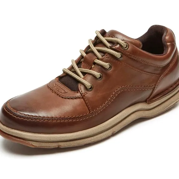 Rockport World Tour Classic Walking Shoes Brown Leather, Men's Size 8.5